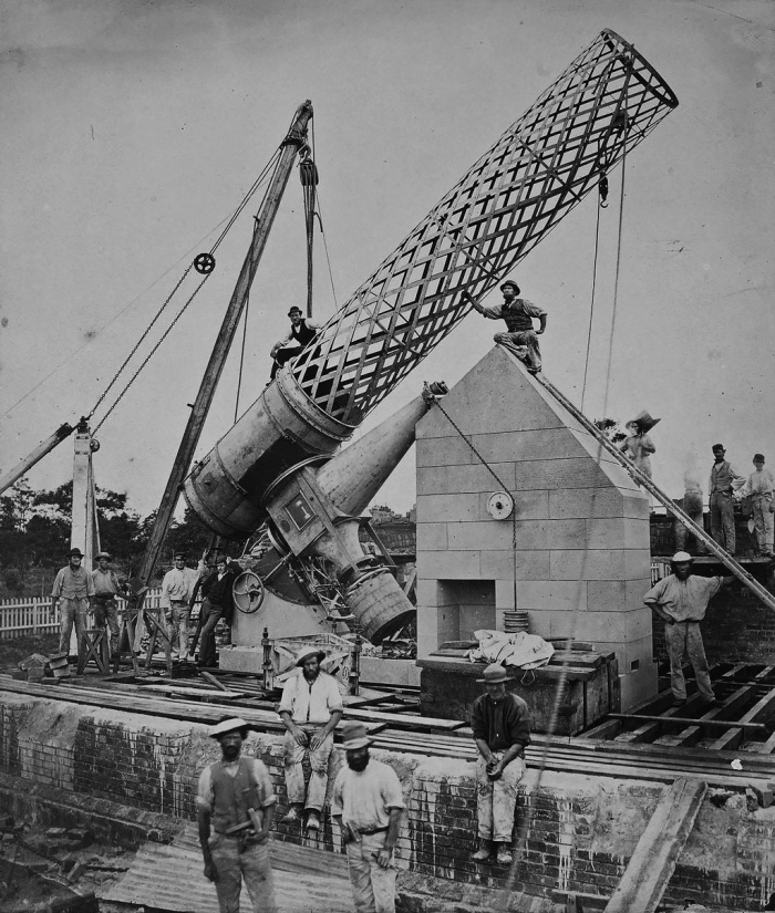 Photo: Photo: The Great Melbourne Telescope was built by Thomas Grubb of Dublin in 1868 and erected at Melbourne Observatory in 1869. It was a reflector telescope with a speculum (metal) mirror of 48 inches. Image Courtesy:  Museums Victoria